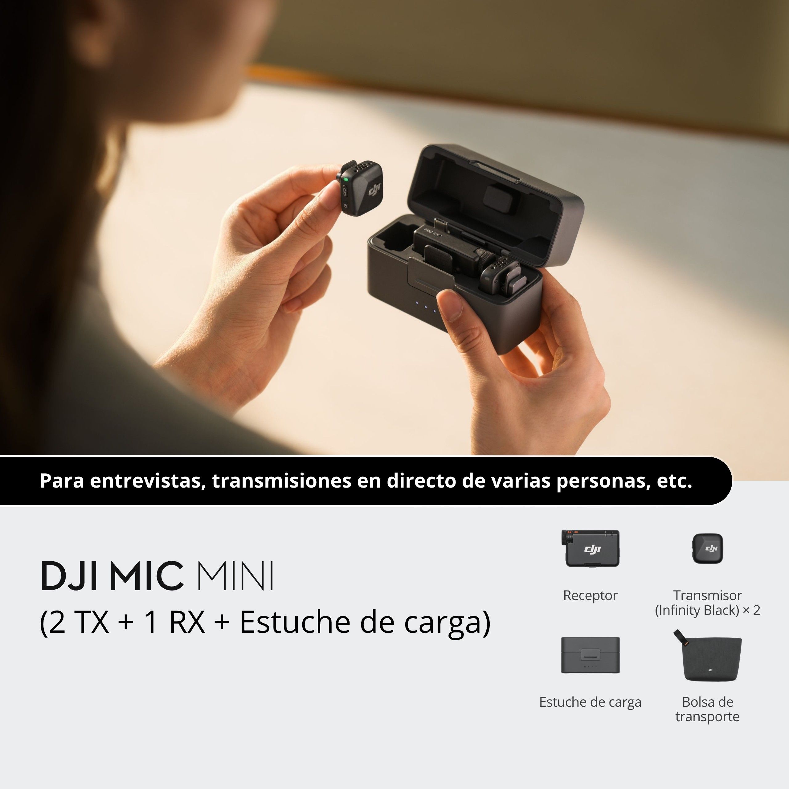 283607f81547118baa5802c62902e971@origin DJI Mic Mini (2 TX + 1 RX + Estuche de carga) - Imagen 1